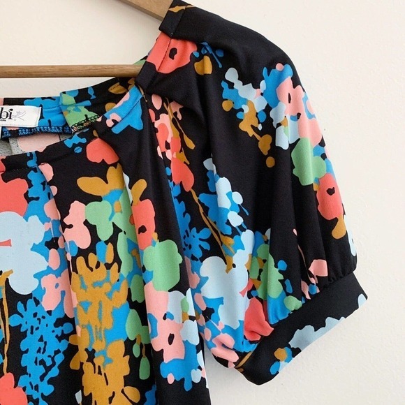 Tibi Floral Puff Sleeve Silk Shift Dress XS - Picture 3 of 8